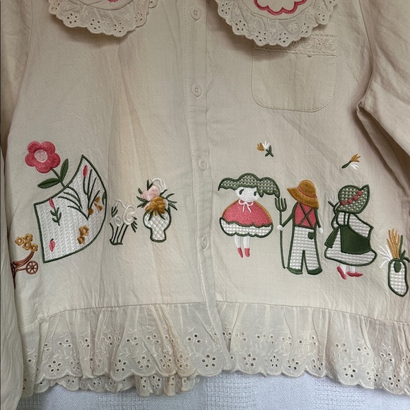 NWOT NITTA Collection Cream Embroidered Lace Top Sz S/M - Picture 3 of 13